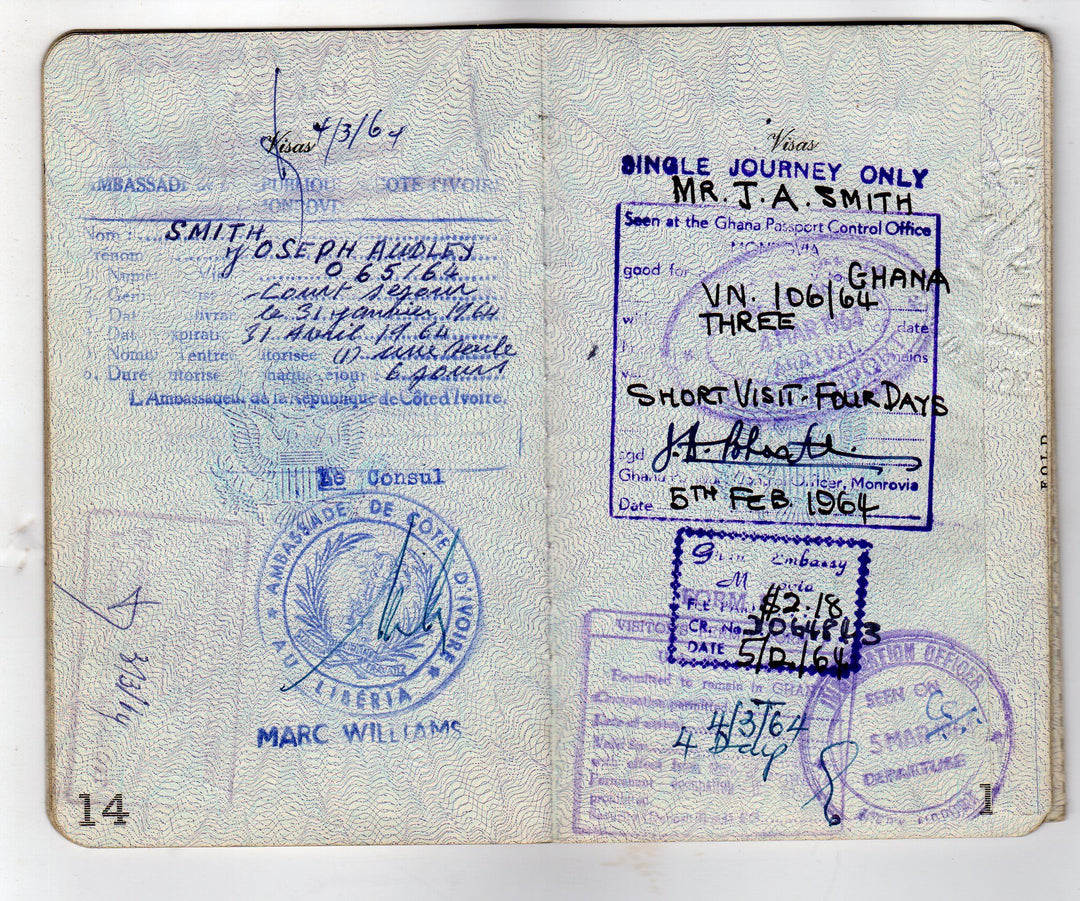 American Banker Vintage Cancelled Passport to Liberia Nigeria Mali Monrovia & more