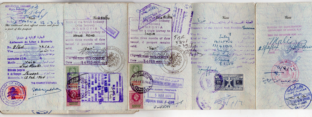 American Banker Vintage Cancelled Passport to Liberia Nigeria Mali Monrovia & more