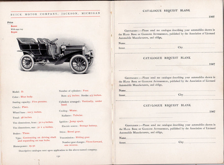 Handbook of Gasoline Automobiles Autograph Signed by George Selden 1907