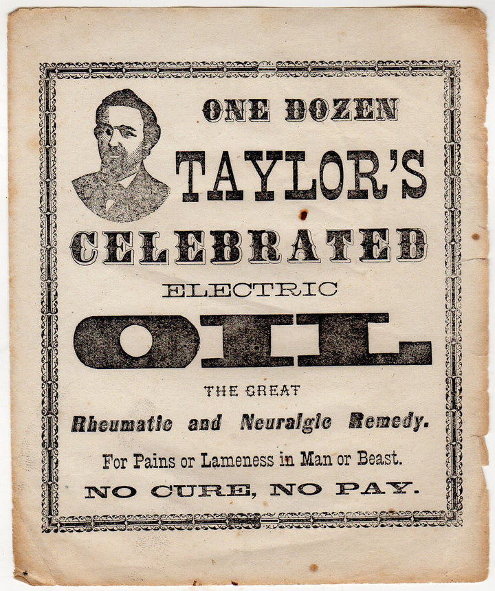 Taylor's Electric Oil Antique Quack Medicine Advertising Flyer