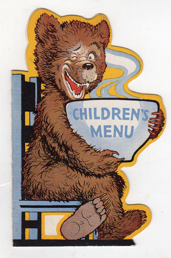 Goldilocks and the Three Bears Antique 1930s Graphic Children's Breakfast Menu