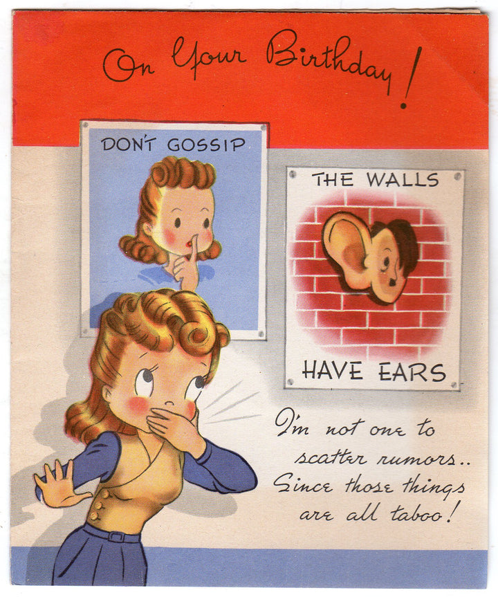 Hitler Rat Vintage WWII Propaganda Home Front Birthday Greeting Card