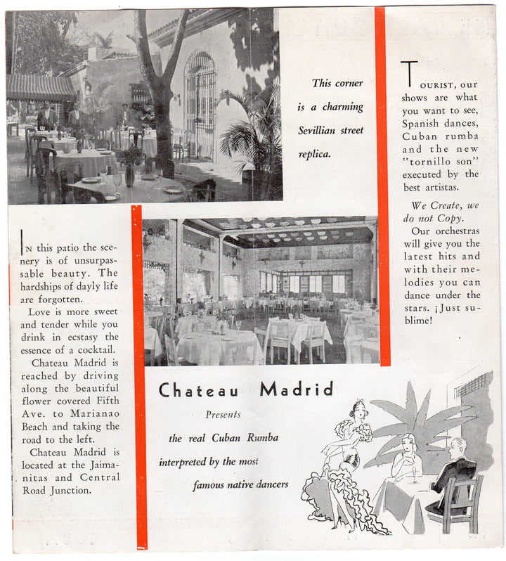 Chateau Madrid Havana Cuba Night Club Vintage Graphic Advertising Brochure