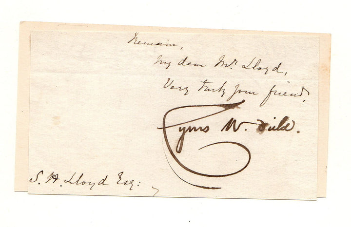 Cyrus Field Atlantic Telegraph Co Original Antique Autograph Signature & Book