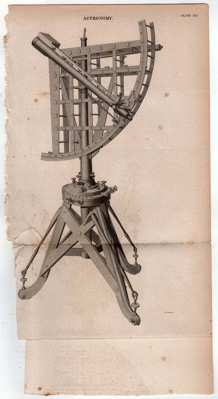 Astronomy Telescope Science Invention Antique Graphic Engraving Print 1832