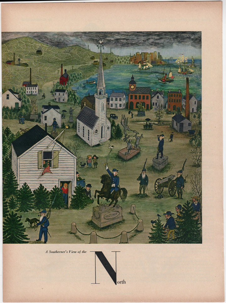 North & South Civil War Cultural Caricatures Vintage Magazine Political Cartoon