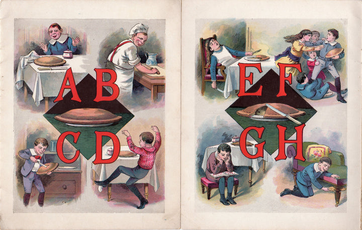 Alphabet Poster Original Antique Victorian Children's Book Illustrations