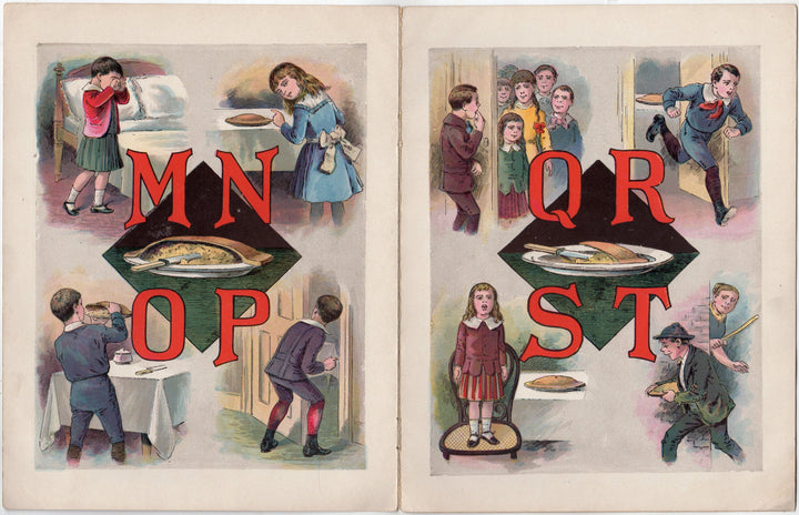 Alphabet Poster Original Antique Victorian Children's Book Illustrations