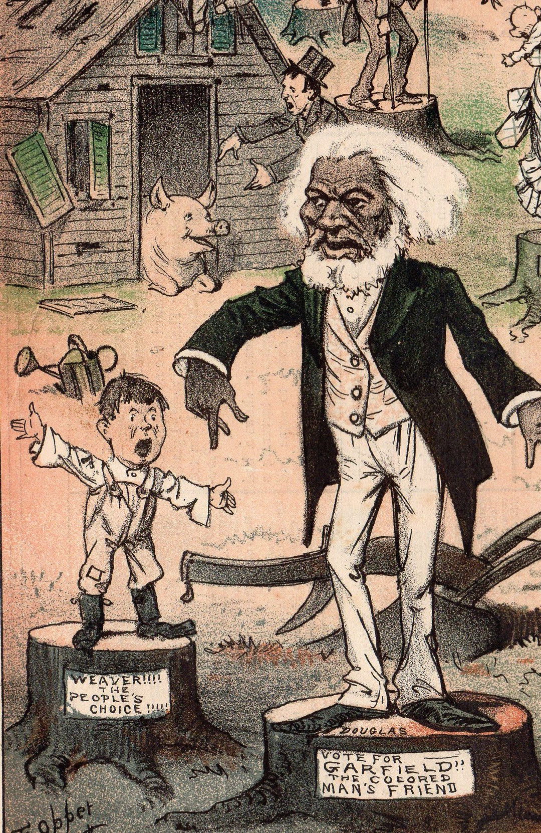 Frederick Douglas Stumping 4 President Garfield Antique Political Cartoon Print 1891