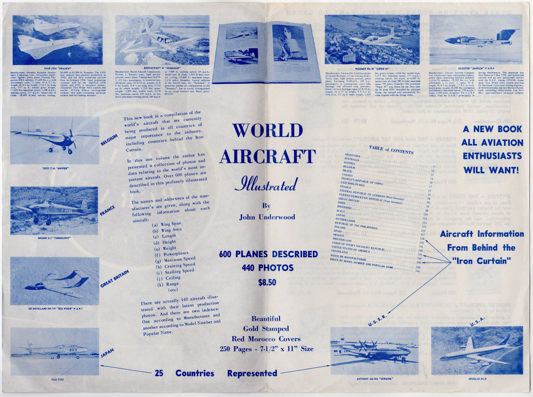 World Aircraft Illustrated by John Underwood Vintage Publishers Advertising Flyer