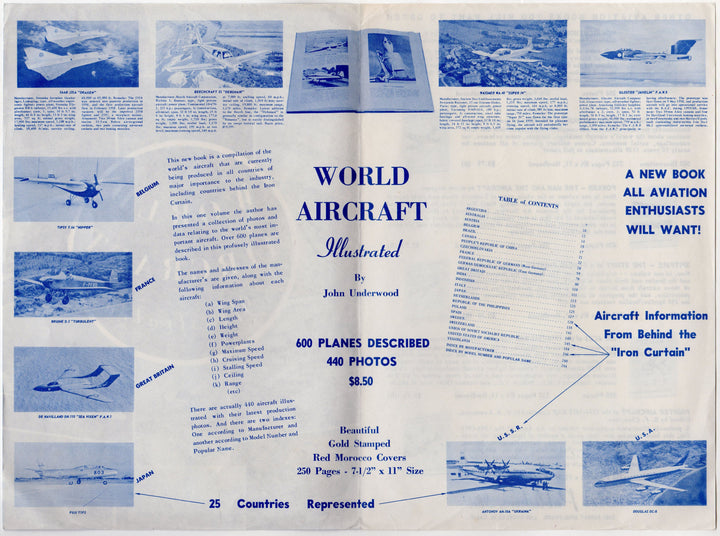 World Aircraft Illustrated by John Underwood Vintage Publishers Advertising Flyer