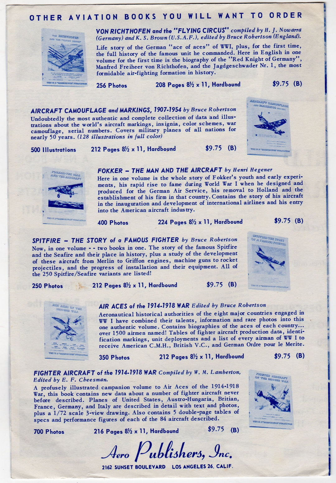 World Aircraft Illustrated by John Underwood Vintage Publishers Advertising Flyer