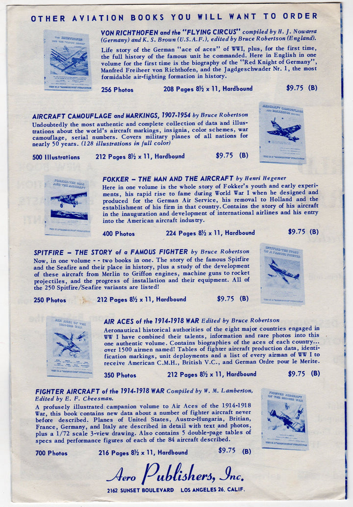 World Aircraft Illustrated by John Underwood Vintage Publishers Advertising Flyer