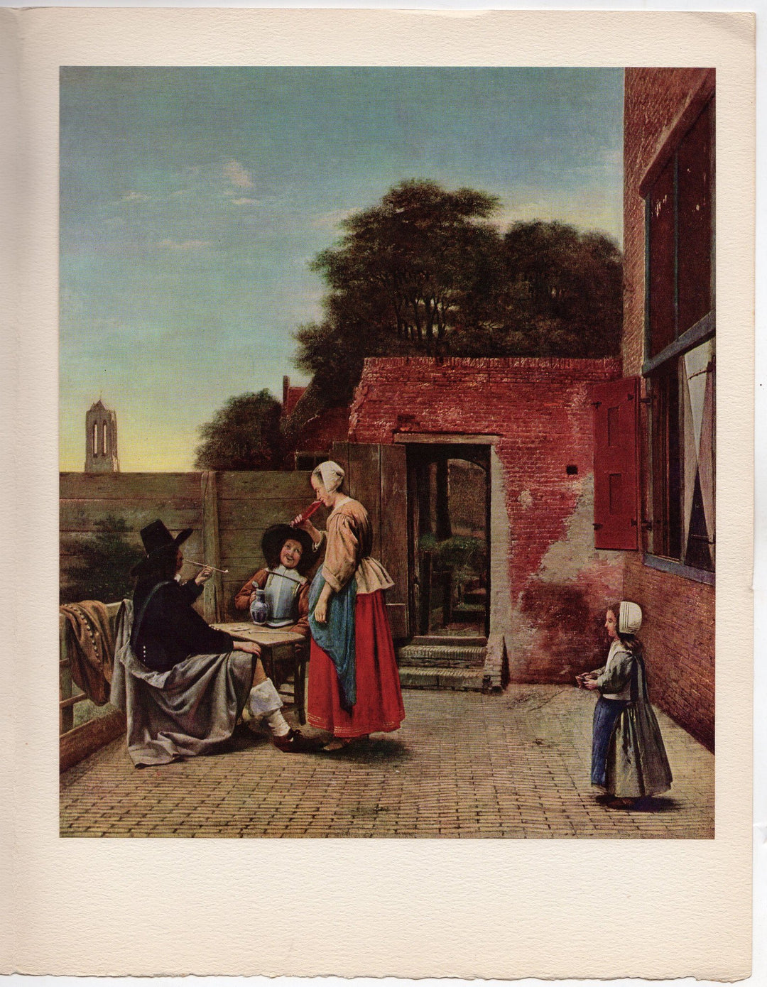 A Dutch Courtyard Painting by Artist Pieter De Hooch Vintage Art Print