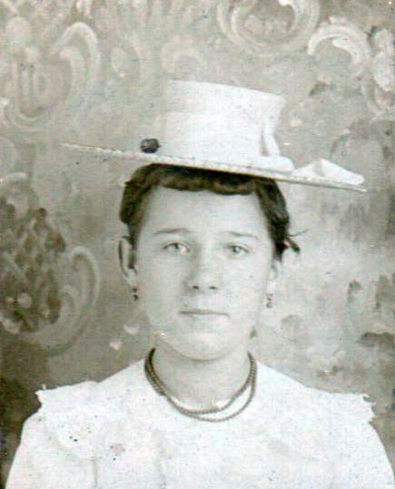 Young Lady in a Lovely Straw Hat Antique Miniature Snapshot Photo on Board
