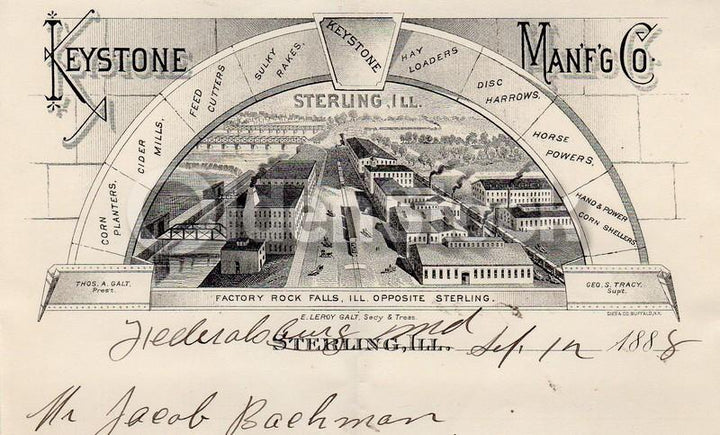 Keystone Manufacturing Company Sterling MD Antique Graphic Advertising Letterhead 1888