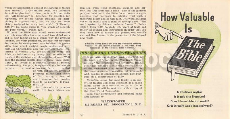 How Valuable is the Bible Vintage Jehovah's Witnesses Religious Tract