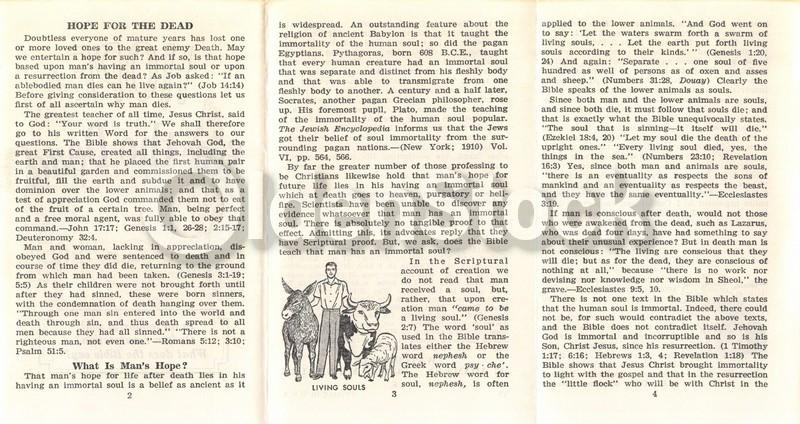 Hope for the Dead Vintage Graphic Jehovah's Witnesses Religious Tract