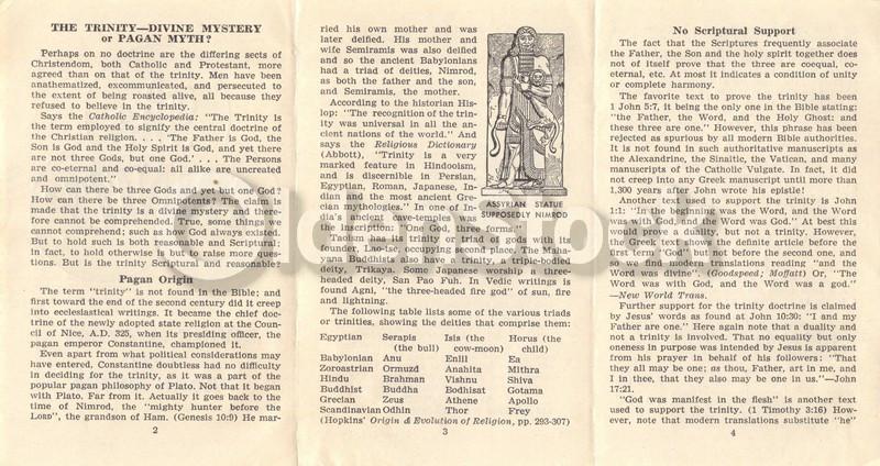 Trinity Divine Mystery or Pagan Myth? Vintage Jehovah's Witnesses Religious Tract