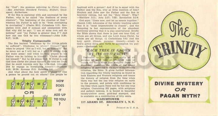 Trinity Divine Mystery or Pagan Myth? Vintage Jehovah's Witnesses Religious Tract