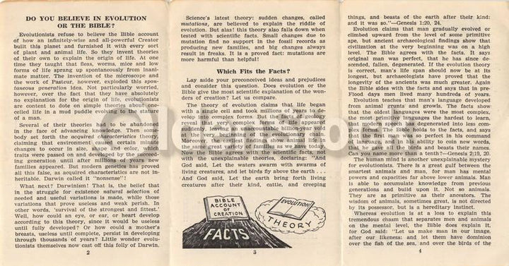 Believe Evolution or the Bible? Vintage Jehovah's Witnesses Religious Tract