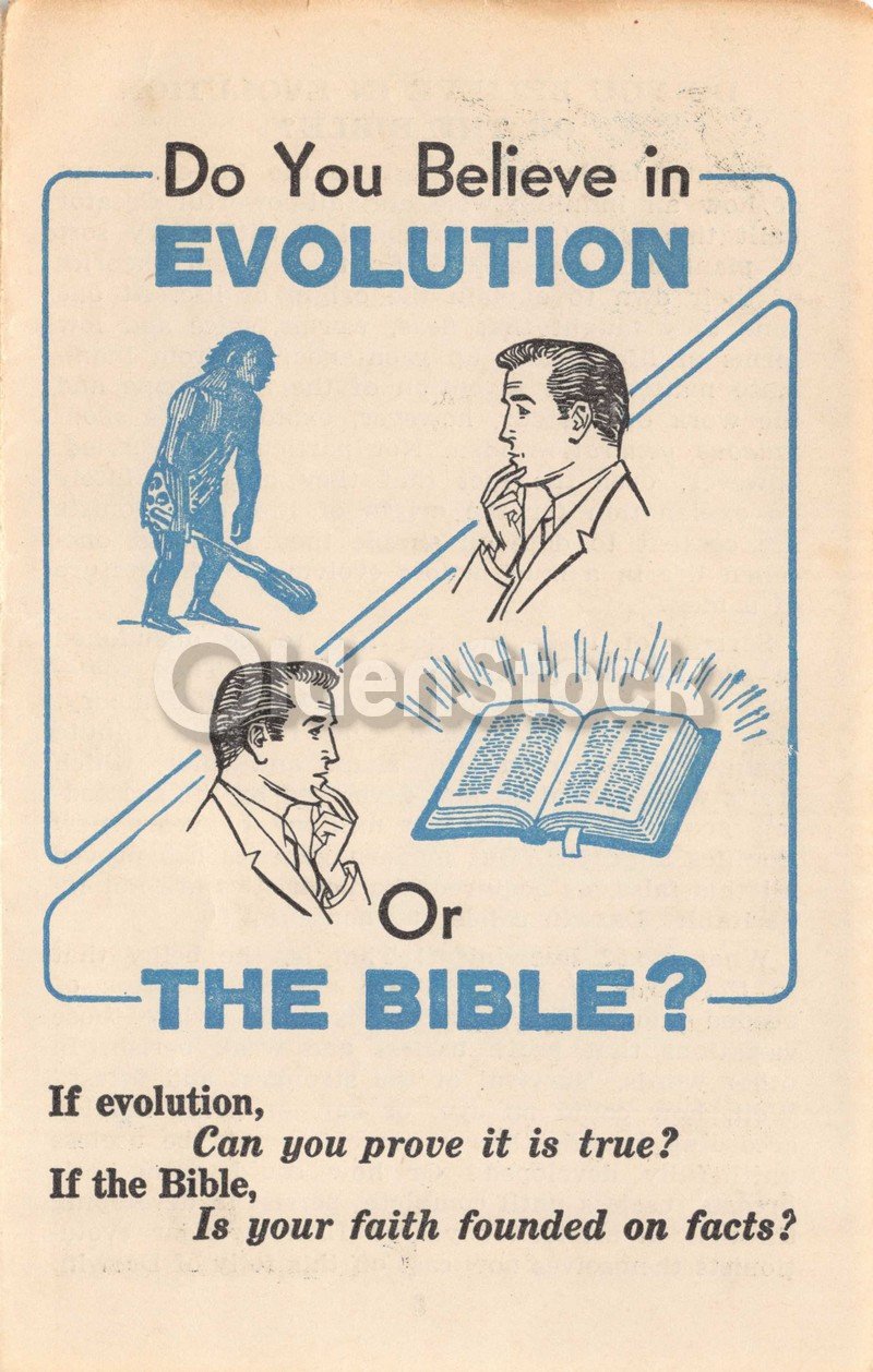 Believe Evolution or the Bible? Vintage Jehovah's Witnesses Religious Tract