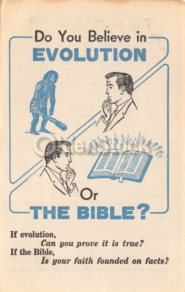 Believe Evolution or the Bible? Vintage Jehovah's Witnesses Religious Tract