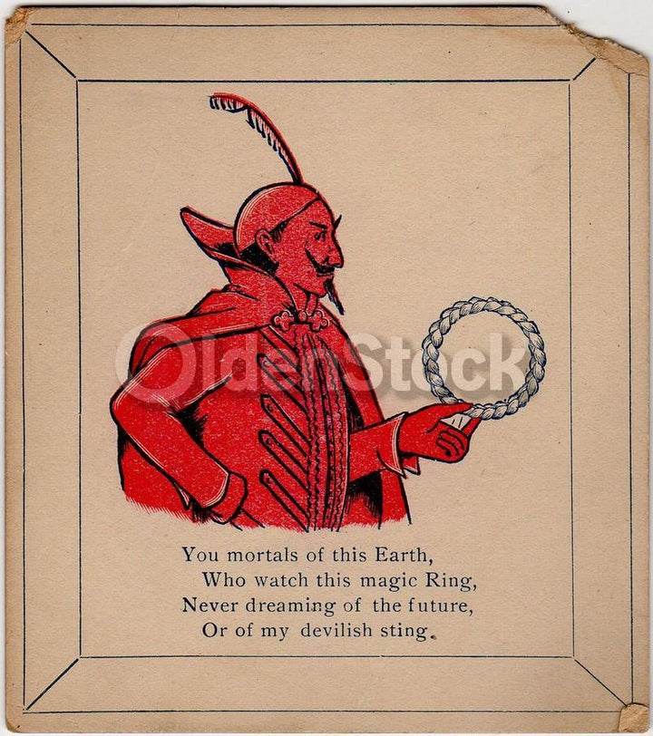 Satan Magician Mortals Poem Antique Graphic Illustrated Magic Game Card