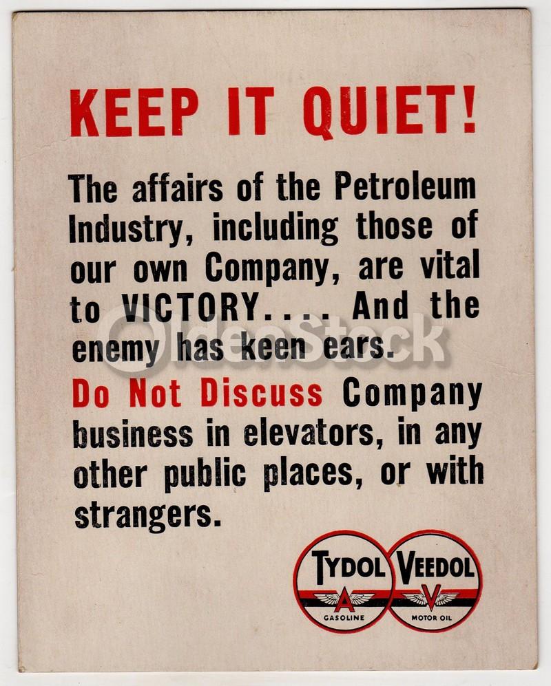 Tydol Veedol Gasoline Motor Oil Vintage WWII Homefront Propaganda Poster