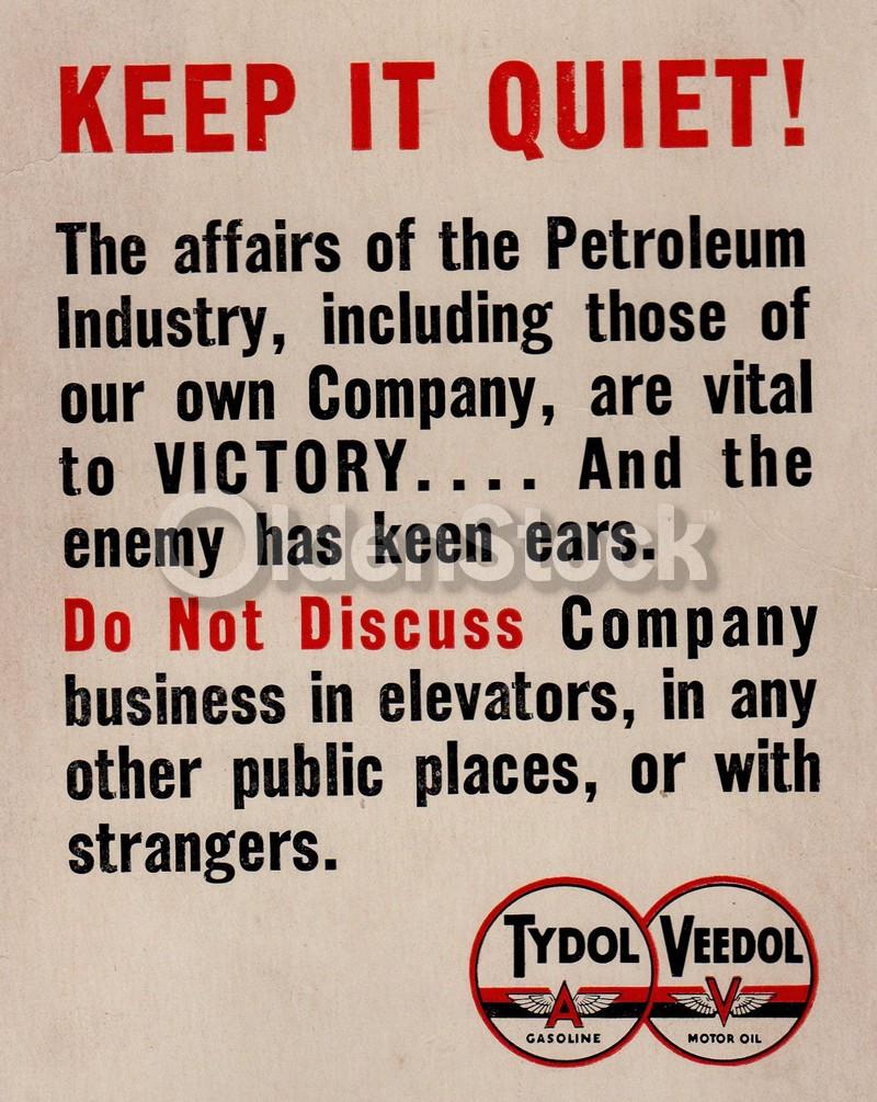 Tydol Veedol Gasoline Motor Oil Vintage WWII Homefront Propaganda Poster