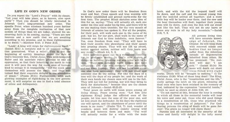 Heavens New World Order Jehovah's Witnesses Religious Tract