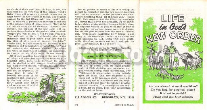 Heavens New World Order Jehovah's Witnesses Religious Tract