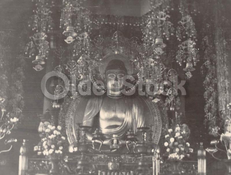 Japanese Buddha Shrine Original Vintage Amateur 8x10 Snapshot Photograph