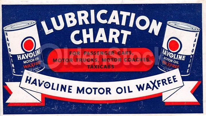 Havoline Motor Oil Lubrication Chart Vintage Graphic Advertising Flyer
