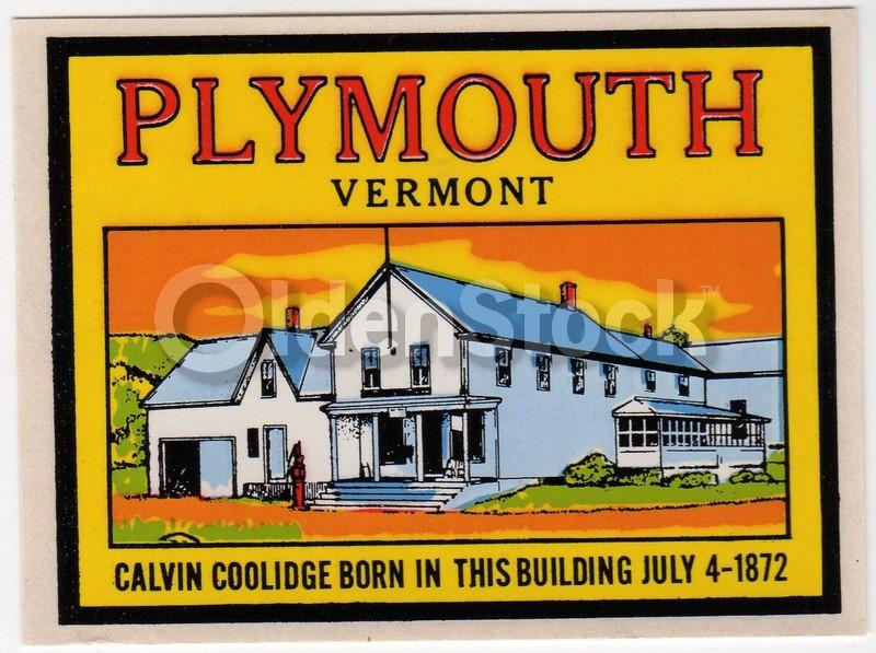 Calvin Coolidge Birth Home Plymouth Vermont Vintage Transfer Decal