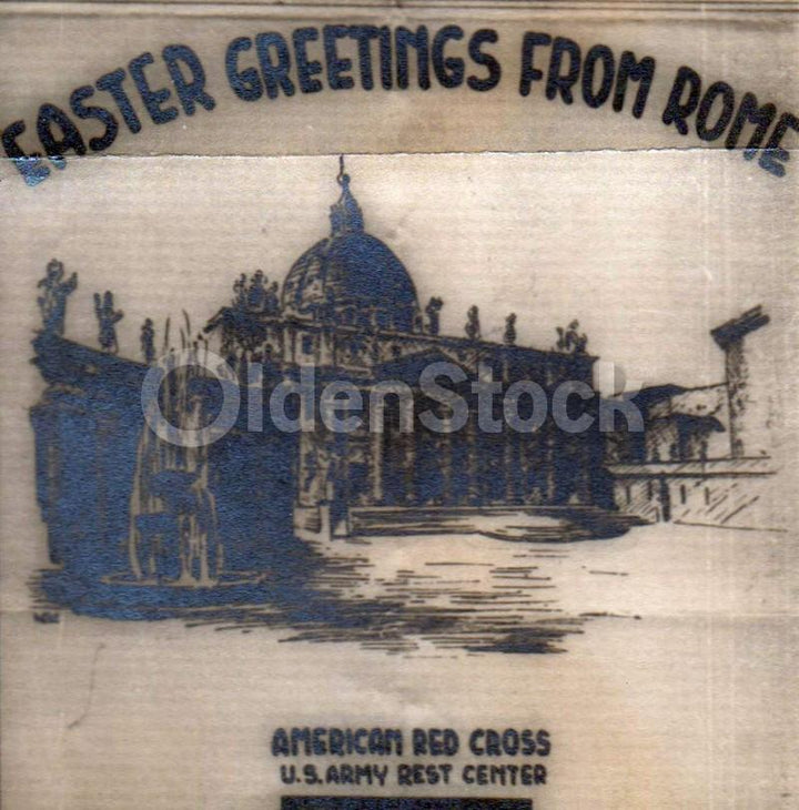 Red Cross Easter Greetings from Rome Vintage WWII Graphic Art V-Mail Letter