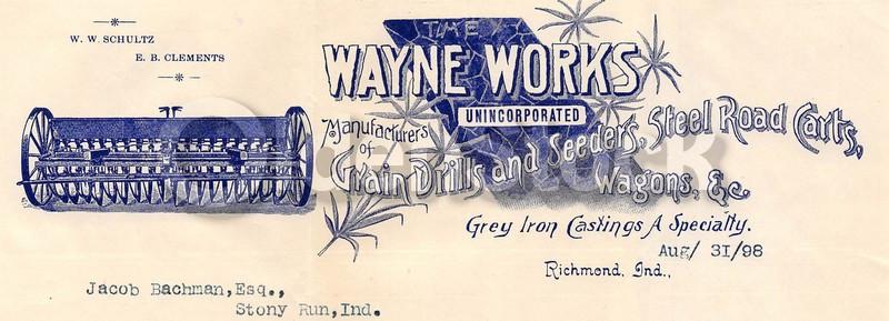 Wayne Works Farm Machinery Richmond Indiana Antique Graphic Advertising Sales Le
