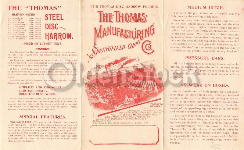 Thomas Manufacturing Springfield Ohio Antique Farm Advertising Sales Brochure