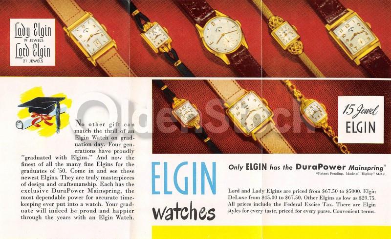 Elgin Watches Graduation Gifts Vintage Graphic Advertising Price List Flyer