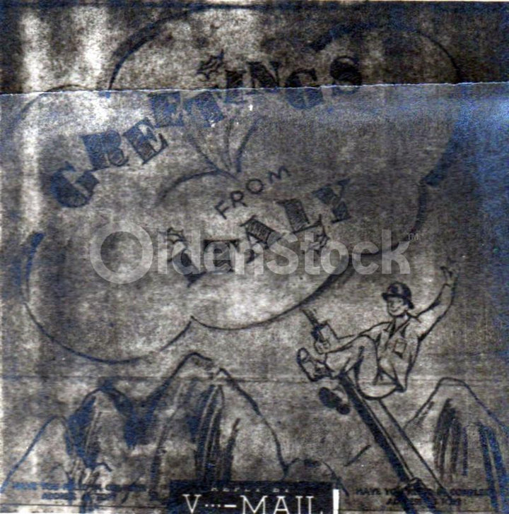 US Artillery Forces in Italy Vintage WWII Graphic Art V-Mail Letter