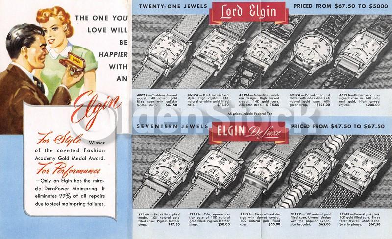 Elgin Watches Men Fashions Vintage Graphic Advertising Price List Flyer