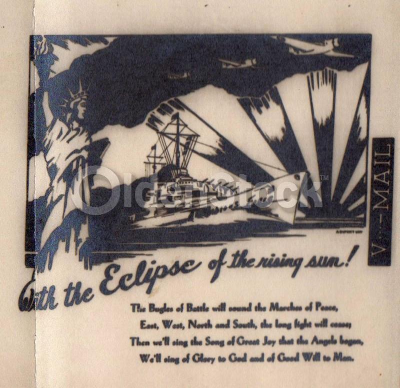 Naval Victory Over Japan Vintage WWII Graphic Art V-Mail Letter