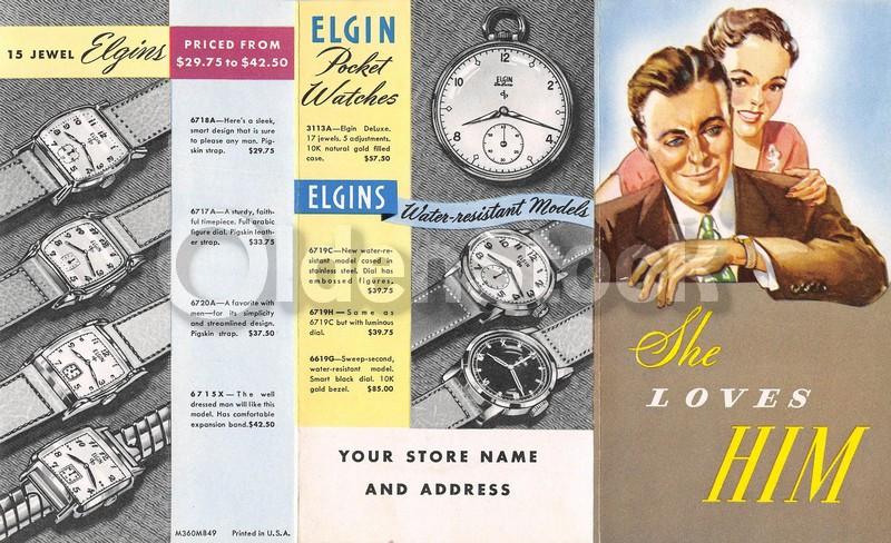 Elgin Watches Men Fashions Vintage Graphic Advertising Price List Flyer