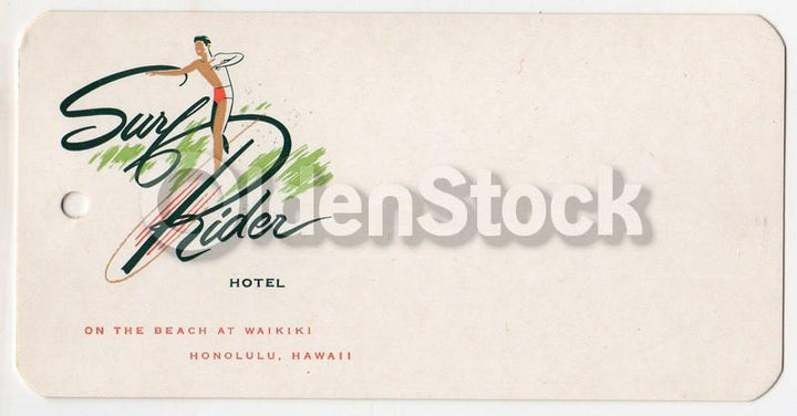 Surf Rider Hotel Waikiki Beach Hawaii Vintage Advertising Luggage Tag