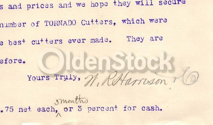 Tornado Feed Cutter Canton Ohio Antique Farm Advertising Letterhead 1891