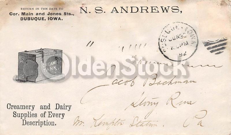 N. S. Andrews Dairy Farm Tools Dubuque Iowa Antique Signed Advertising Letter 18
