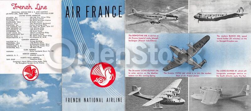 Air France French Line Vintage Graphic Advertising Air Travel Flyer