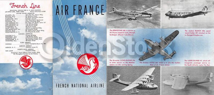 Air France French Line Vintage Graphic Advertising Air Travel Flyer