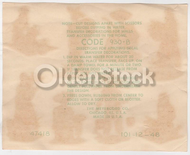 Mexican Villagers Vintage 1940s Graphic Art Design Transfer Decals