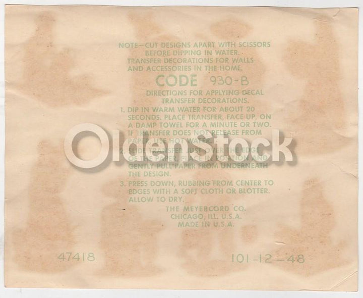 Mexican Villagers Vintage 1940s Graphic Art Design Transfer Decals
